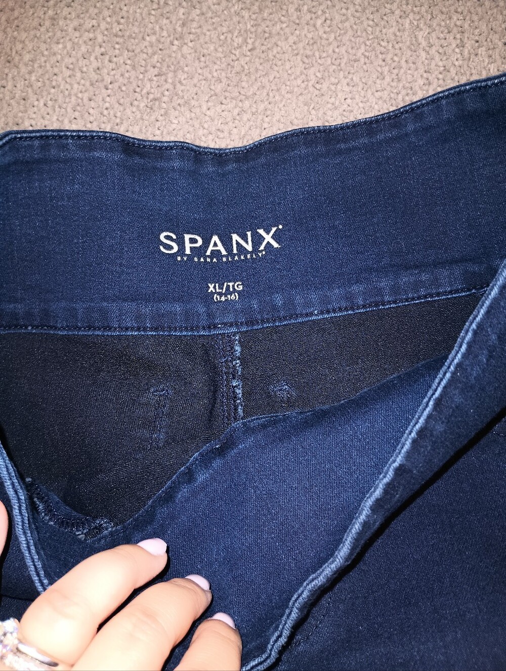 SPANX Dark Blue High-Rise Jeggings - XL